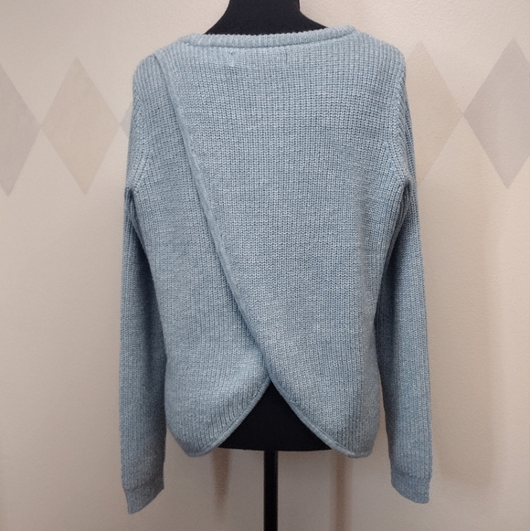 Vero Moda tida wrap back blue tone long sleeve sweater size L - Picture 3 of 10